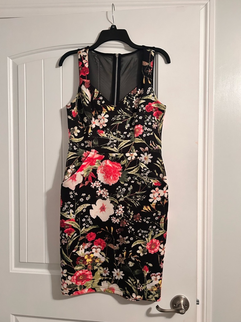 Bisou Bisou Floral Sheath Scuba Dress with Mesh Back